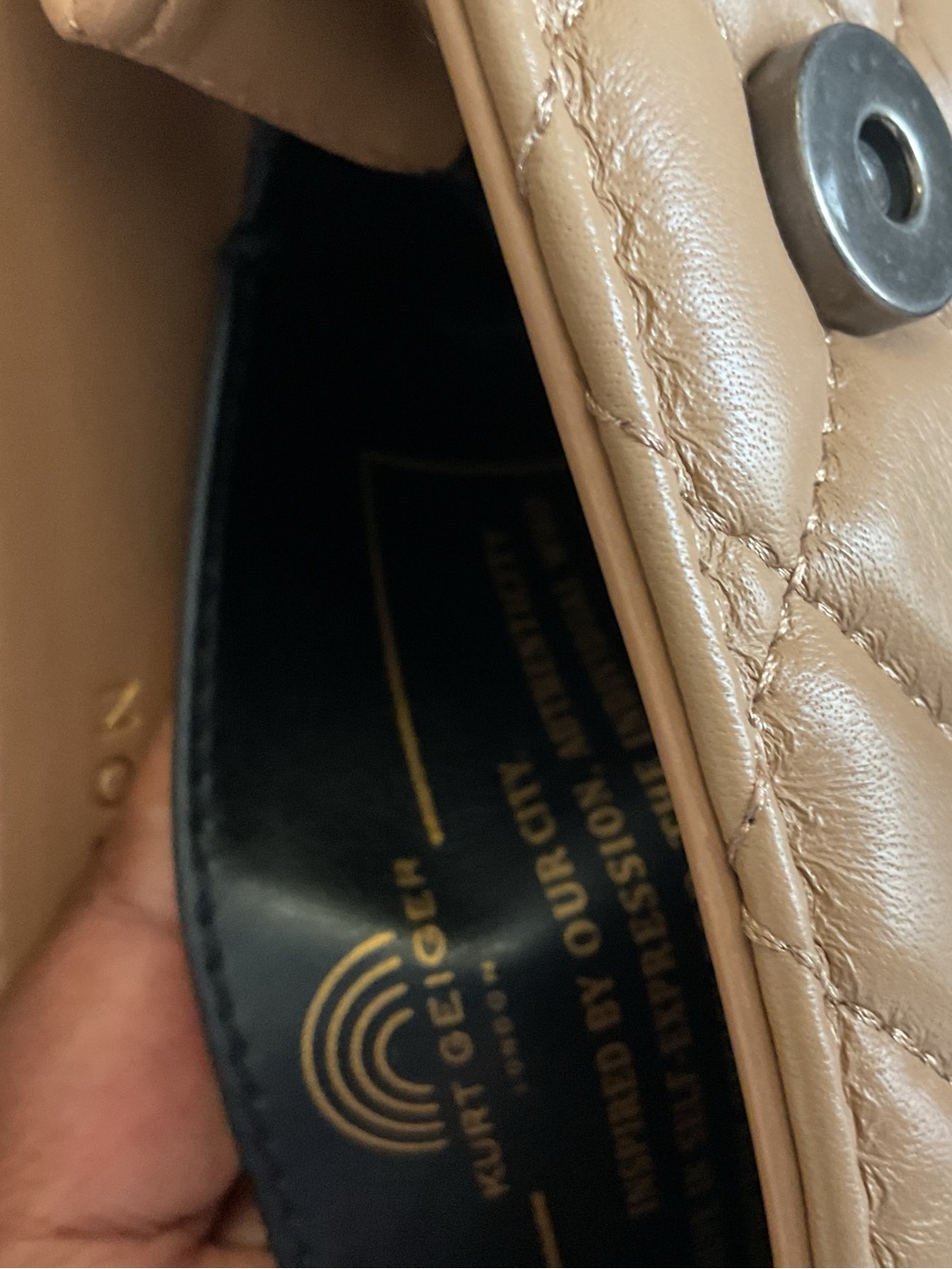 Kurt Geiger Tan Quilted Leather Crossbody with Lock and Coin Pouch - Picture 5 of 7